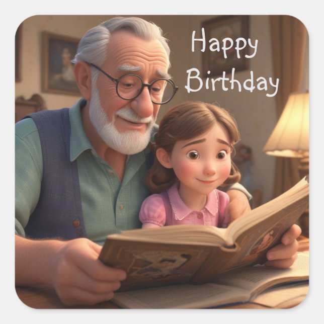 Sticker Carré Joyeux Grampa d'anniversaire (Devant)