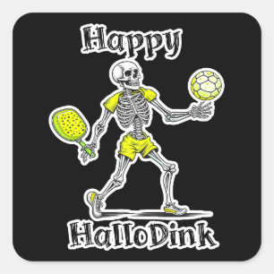 Sticker Carré Joyeux Hallodink Halloween et Pickleball Pun