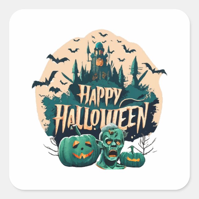 Sticker Carré Joyeux Halloween (Devant)