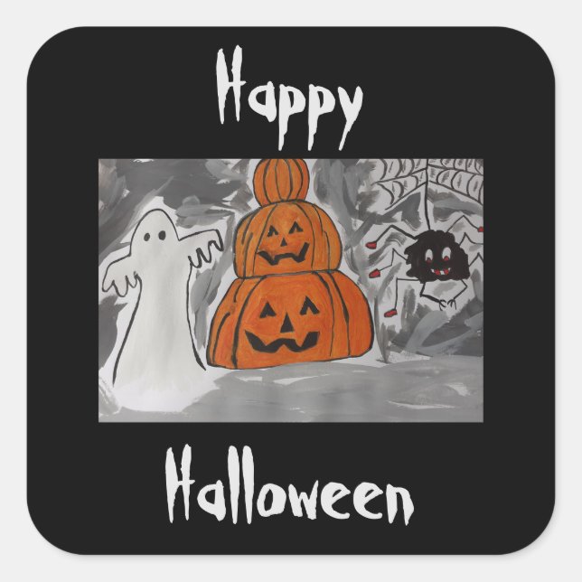 Sticker Carré Joyeux Halloween (Devant)