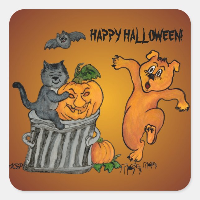 Sticker Carré Joyeux Halloween ! 5 (Devant)