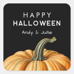 Sticker Carré Joyeux Halloween avec citrouille vintage