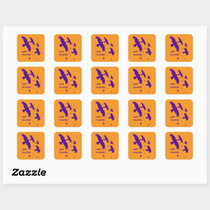 Sticker Carré Joyeux Halloween Corbeaux En Vol Silhouette Vector