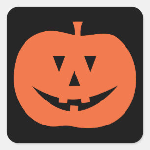 Sticker Carré Joyeux Halloween   Cute Jack-o'-lantern