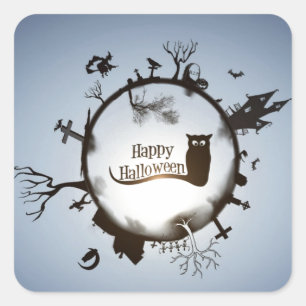 Sticker Carré Joyeux Halloween Éffrayant Thème