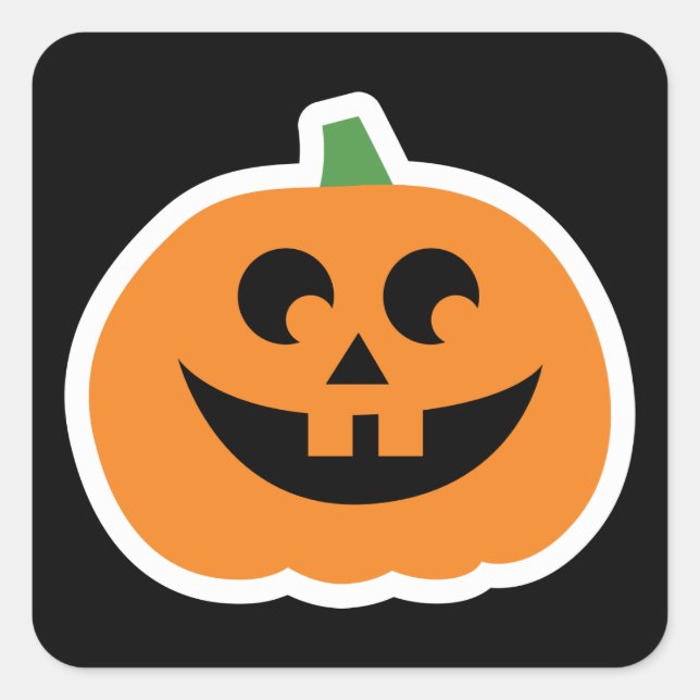 Sticker Carré Joyeux Halloween | Joli sourire Jack-O-Lantern (Devant)