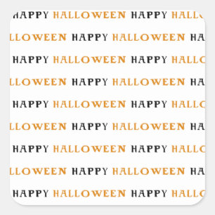 Sticker Carré Joyeux Halloween Orange Noir Texte Fête