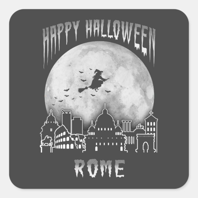 Sticker Carré Joyeux Halloween Rome Italie (Devant)