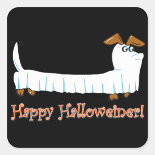 Sticker Carré Joyeux Halloweiner Dachshund