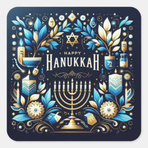 Sticker Carré Joyeux Hanoukka