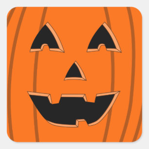 Sticker Carré Joyeux Jack-o'-lantern Face Cartoon
