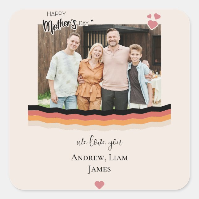 Sticker Carré Joyeux jour de mère nous t'aimons (Devant)