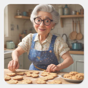 Sticker Carré Joyeux mamie d'anniversaire