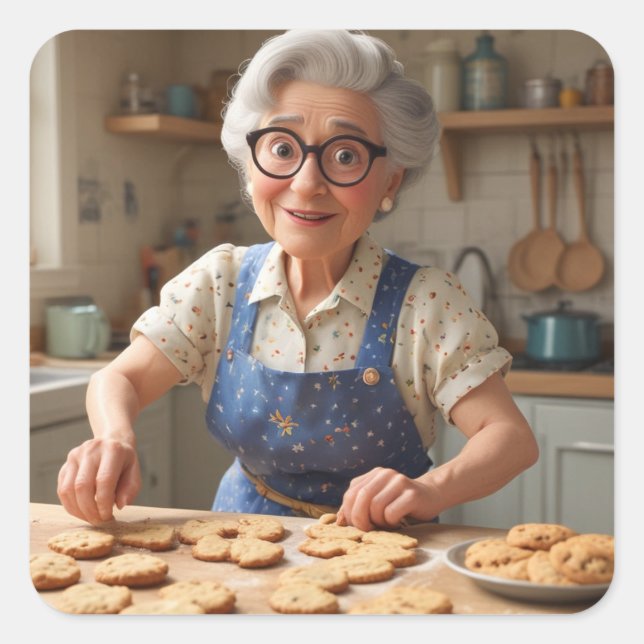 Sticker Carré Joyeux mamie d'anniversaire (Devant)