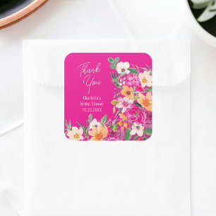 Sticker Carré Joyeux mariage avec des fleurs sauvages brillantes