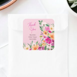 Sticker Carré Joyeux mariage avec des fleurs sauvages vives et a