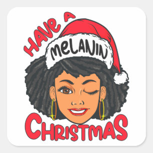 Sticker Carré Joyeux Melanin Noël Joyeux X mas Black Sista