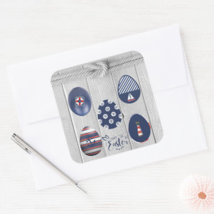 Sticker Carré Joyeux Nautique de Pâques La navigation côtière