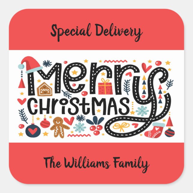 Sticker Carré Joyeux Noël (Devant)