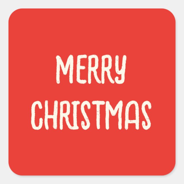 Sticker Carré Joyeux Noël à la main rouge tiré (Devant)