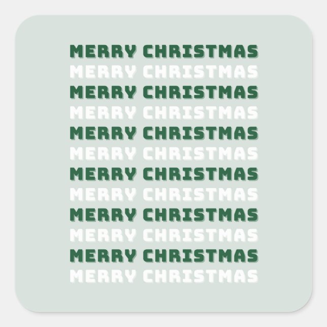 Sticker Carré Joyeux Noël, Art de Noël Vert, Vacances (Devant)