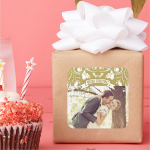 Sticker Carré Joyeux Noël Art Nouveau Floral Photo