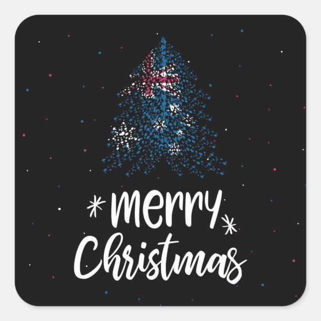 Sticker Carré Joyeux Noël avec drapeau australien (Devant)