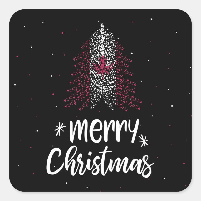 Sticker Carré Joyeux Noël avec drapeau du Canada (Devant)