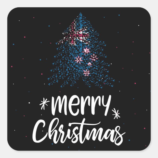 Sticker Carré Joyeux Noël avec drapeau néo-zélandais (Devant)