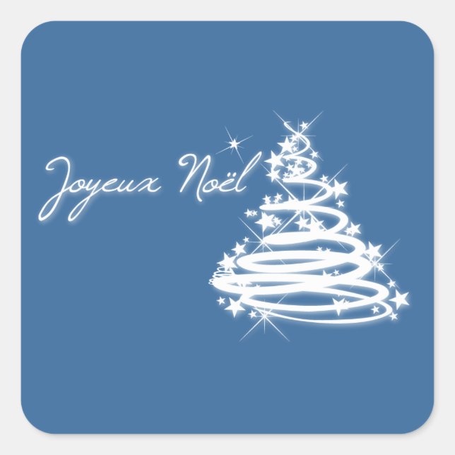 Sticker Carré Joyeux Noël avec sapin de Noël (Devant)