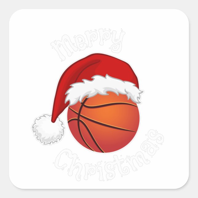 Sticker Carré Joyeux Noël Basketball Sport fans Santa hat (Devant)