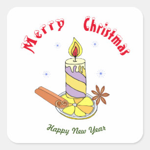 Sticker Carré Joyeux Noël Bonne année