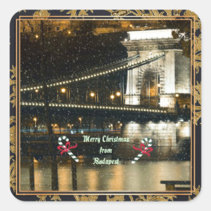 Sticker Carré Joyeux Noël de Budapest