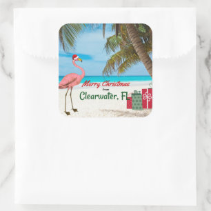 Sticker Carré Joyeux Noël de Clearwater, FL