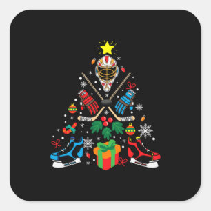 Sticker Carré Joyeux Noël de hockey sur glace