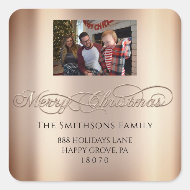 Sticker Carré Joyeux Noël de RSVP Blush Rose Photo (Devant)