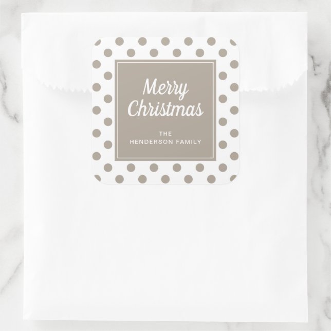 Sticker Carré Joyeux Noël écriture Taupe Moderne  (Sac)