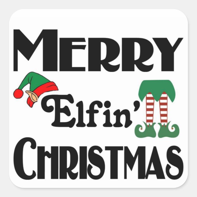 Sticker Carré Joyeux Noël Elfique (Devant)