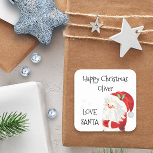 Sticker Carré Joyeux Noël Enfants Nom Love Père Noël