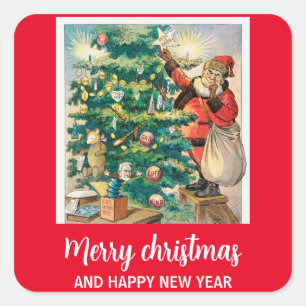 Sticker Carré Joyeux Noël et bonne année