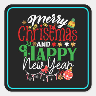 Sticker Carré Joyeux Noël et Bonne Année