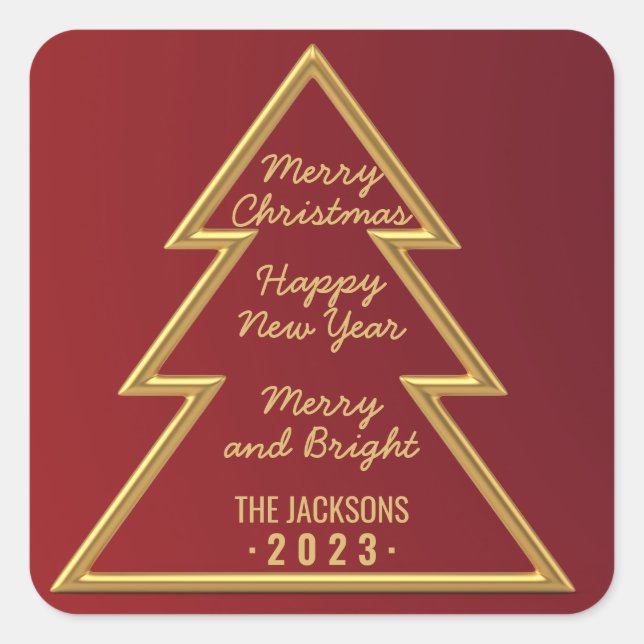 Sticker Carré Joyeux Noël et Bonne année (Devant)