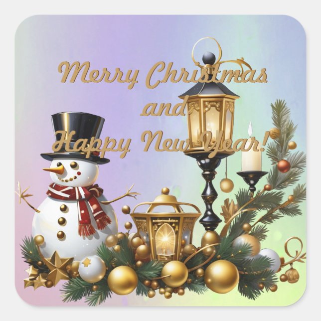 Sticker Carré Joyeux Noël et Bonne Année ! (Devant)