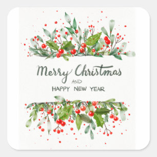 STICKER CARRÉ JOYEUX NOËL ET BONNE ANNÉE