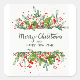 STICKER CARRÉ JOYEUX NOËL ET BONNE ANNÉE