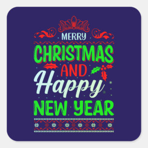 Sticker Carré Joyeux Noël Et Joyeux Nouvel An-61064