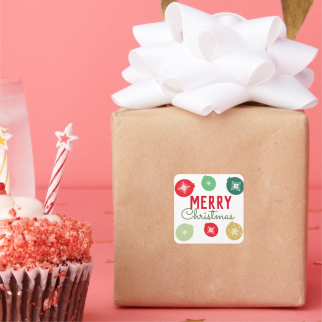 Sticker Carré Joyeux Noël fête Snowflakes Orament (Fête)