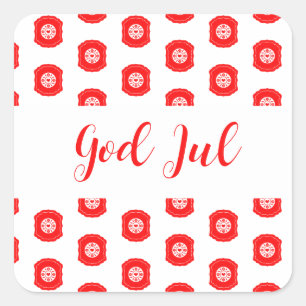 Sticker Carré Joyeux Noël God Jul modèle scandinave cadeau