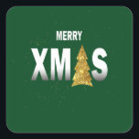 Sticker Carré Joyeux Noël Gold Christmas Tree Design<br><div class="desc">Souhaitez-vous un joyeux Noël et une joyeuse nouvelle année avec ce nouveau design créatif et unique en or de Noël arbre qui est adapté à toutes sortes de produits.</div>