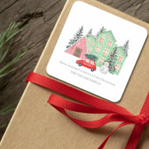 Joyeux Noël hivernal cottage aquarelle mignon